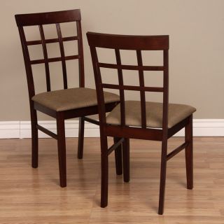 Warehouse Of Tiffany Justin Light cappucino Dining Chairs With Latte Fabric covered Seat (set Of Two)