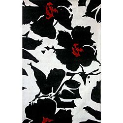 Nuloom Hand tufted Pino Collection Floral Black Rug (76 X 96)