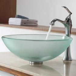 Kraus Bathroom Combo Set Frosted Glass Vessel Sink And Ventus Faucet