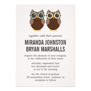 Brown Owls Design Wedding Invitations