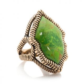 Studio Barse Lime Green Turquoise Textured Bronze Statement Ring