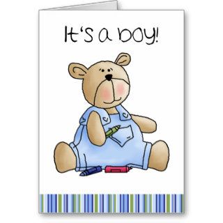 Teddy Bear  New Baby Boy Congratulation Card