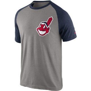 Cleveland Indians apparel  Nike Cleveland Indians Logo Tri Blend Raglan T Shirt   Gray  Sports Fan Apparel  Sports & Outdoors
