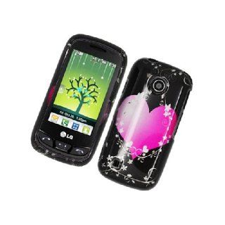 LG Cosmos Touch VN270 Black Pink Heart Glossy Cover Case Cell Phones & Accessories