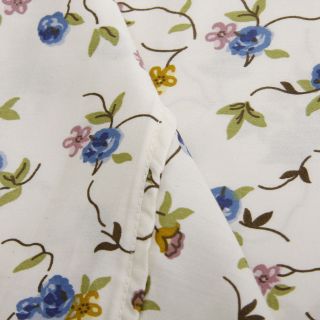 None Floral Print Cotton Blend Sheet Set Blue Size King