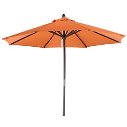 Premium 9 foot Round Tuscan Orange Wood Patio Umbrella