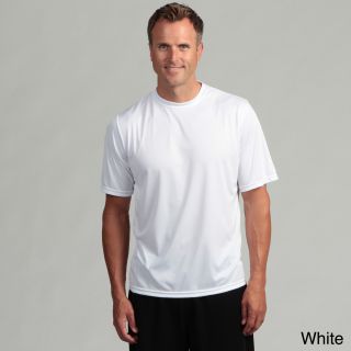 Mens Performance Moisture Wicking Crew Shirt With Hemmed Button And Sleeves