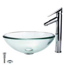 Kraus Bathroom Combo Set Glass Vessel Sink And Decus Faucet