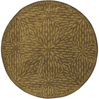 Hand tufted Circle Leaves Green Wool Rug (8 Octagon)
