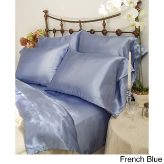 Scent Sation Charmeuse Ii Satin Full size Sheet Set With Bonus Pillowcases Blue Size Full