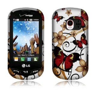 LG Extravert VN271 Butterflies With Flower Rubberized Cover Cell Phones & Accessories