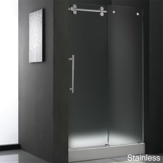 Vigo Left Sided Frameless Shower Door/ White Base Center Drain
