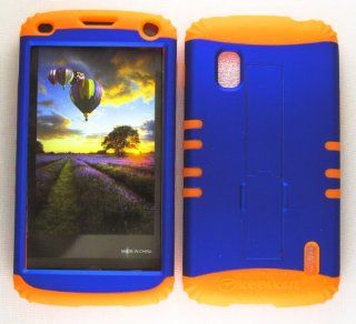 For Lg Nexus 4 E960 Non Slip Blue Heavy Duty Case + Orange Rubber Skin Accessories Cell Phones & Accessories