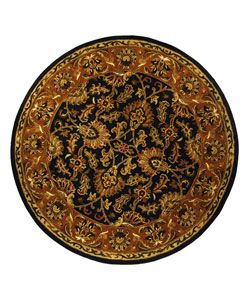Handmade Heritage Kashan Dark Green/ Gold Wool Rug (8 Round)