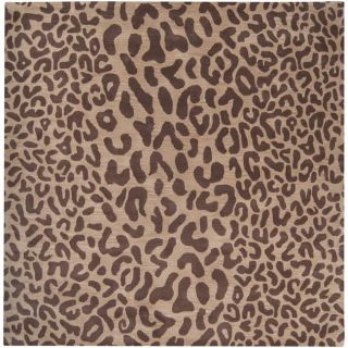 Hand tufted Brown Leopard Whimsy Animal Print Wool Rug (99 Square)
