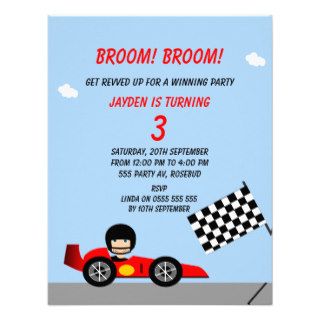 Boys Racing Car Birthday Party Invitation