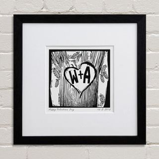 personalised woodcut print by letterfest