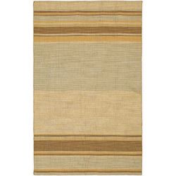 Flat Weave Gold/ Brown Striped Wool Rug (4 X 6)