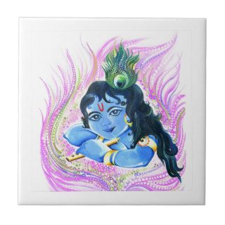 Creative Abstract of Lord Krishna Tile