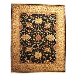 Hand knotted Nargess Black Wool Rug (10 X 14)