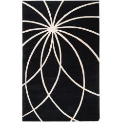 Hand tufted Contemporary Black/white Adler Wool Abstract Rug (6 X 9)