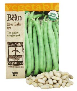 Lake Valley Seed   Organic Bush Bean Blue Lake 274 Seeds   20 Grams  Patio, Lawn & Garden