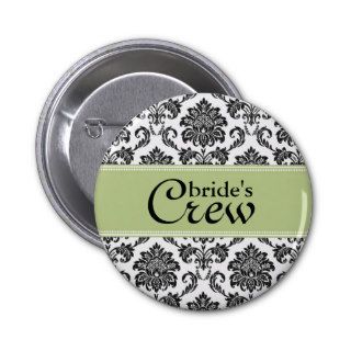 Sage Damask Bride's Crew Button