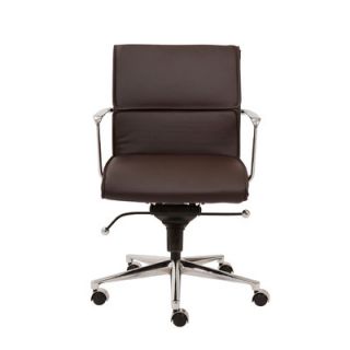 Eurostyle Leif Low Back Leatherette Office Chair with Arms 00678 Color Brown