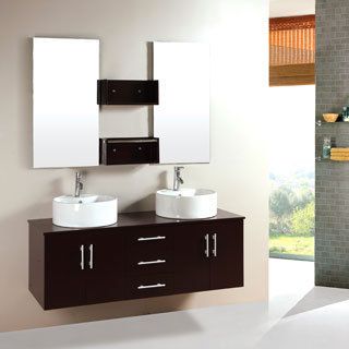 Kokols 59 inch Bathroom Double Sink Vanity With Mirror And Faucets