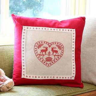 red and white stag cushion by dibor