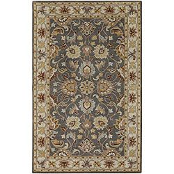 Hand tufted Coliseum Gray Traditional Border Wool Rug (8 Square)
