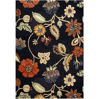 Alliyah Hand Made Textured Black New Zealand Wool/ Viscose Silk Rug (5 X 8)