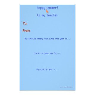 Year end teacher thank you note stationery