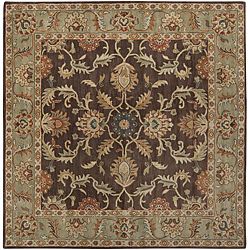 Hand tufted Traditional Coliseum Chocolate Floral Border Wool Rug (4 Square)