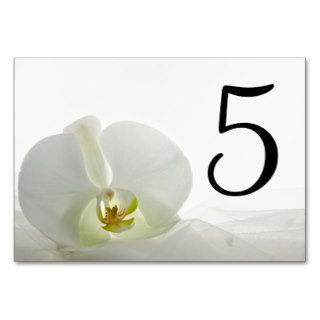 Orchid on White Wedding Table Numbers Table Card