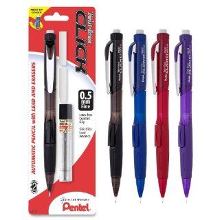 Pentel   Mechanical Pencil, w/Twist Eraser, Refillable, 0.5mm, Asst., Sold as 1 Package, PEN PD275TLEBP 