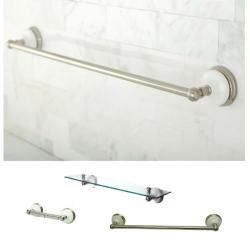 Satin Nickel 3 piece Shelf And Towel Bar Bathroom Accessory Set