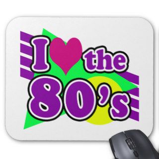 I Love the 80's Geometric Neon Eighties Party Mousepads