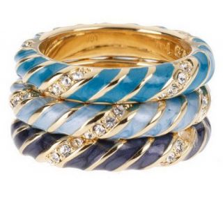 Lauren G Adams Set of 3 Shades of Color PearlizedEnamel Stack Rings —