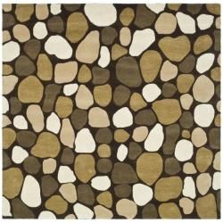 Handmade Pebbles Dark Brown/ Multi N. Z. Wool Rug (6 Square)
