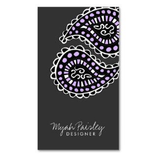 311 Myah Paisley Lavender Gray Business Card Template