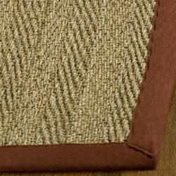 Handwoven Sisal Natural/red Seagrass Bordered Rug (8 Square)