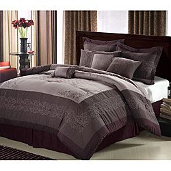 Florence 8 piece Plum Comforter Set