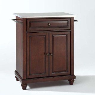 Crosley Furniture Cambridge Stainless Steel Top Portable Kitchen Island in Vintage Mahogany Finish Home & Kitchen