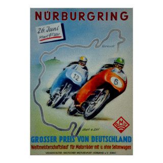Vintage Nurburgring Motorcycle Race ~ Germany Poster