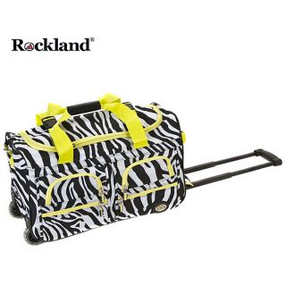 Rockland Deluxe Lime Zebra 22 inch Carry On Rolling Upright Duffel Bag