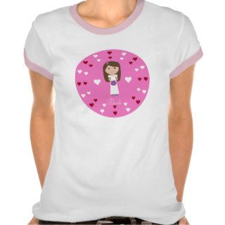 Cute Cartoon Bride & Hearts Custom T Shirt