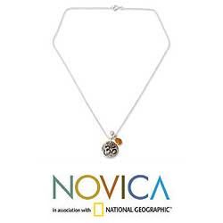Sterling Silver 'Yoga Pose' Pearl Citrine Necklace (7 mm) (Thailand) Novica Necklaces