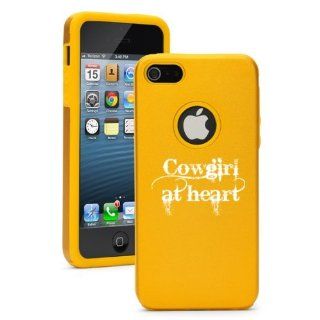 Apple iPhone 5 5S Yellow 5D2187 Aluminum & Silicone Case Cover Cowgirl At Heart Cell Phones & Accessories