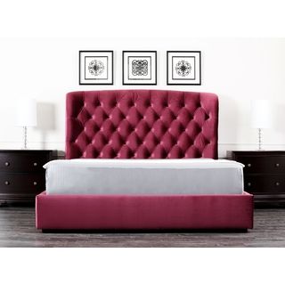 Abbyson Living Presidio Burgundy Tufted Upholstered Eastern King size Bed Abbyson Living Beds